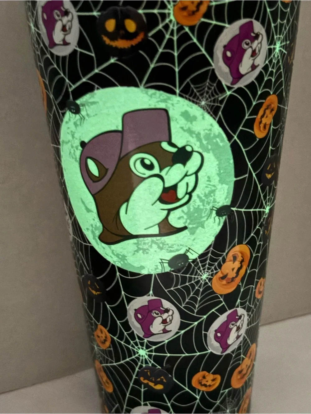 Buc-ee's Halloween tumbler Yukon Outfitters festive glow-in-the-dark spiderweb
